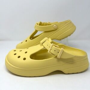 Crocs Mary Jane Platform Clogs Yellow Buckle Strap Women’s 8 M6 Croslite